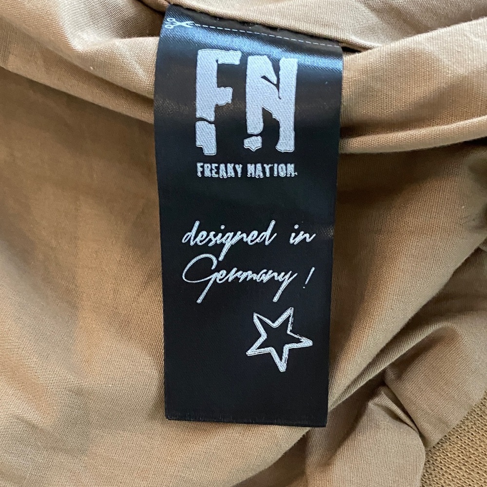 Freaky Nation Believe in Yourself Men's Tan Leather Jacket. Designed in Germany - Picture 11 of 14